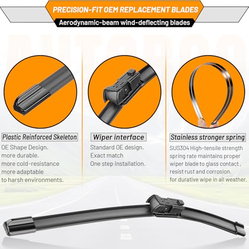 Image of OEM Windshield Wiper Blade Replacement for Chevy Bolt EV 2017 2018 2019 2020 2021 Original Equipment All-Season Rear Wiper Blade Set 26+26+12 (Set of 3)