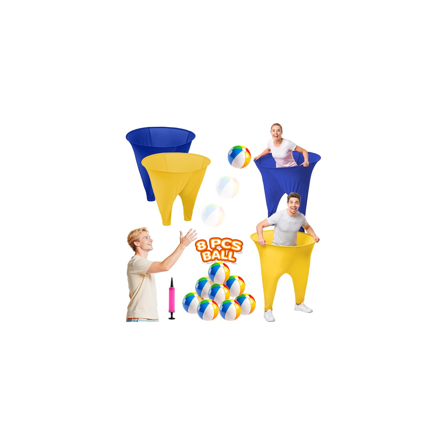 ROMANKAS Granny Pants Outdoor Games for Adults and Family with 8 Bouncy Balls and 1 Air Pump (Random Colors) 2 Pack Oversize Granny Pant Yard Game Ring Toss Game Set Giant Pants Games for Outdoor Game