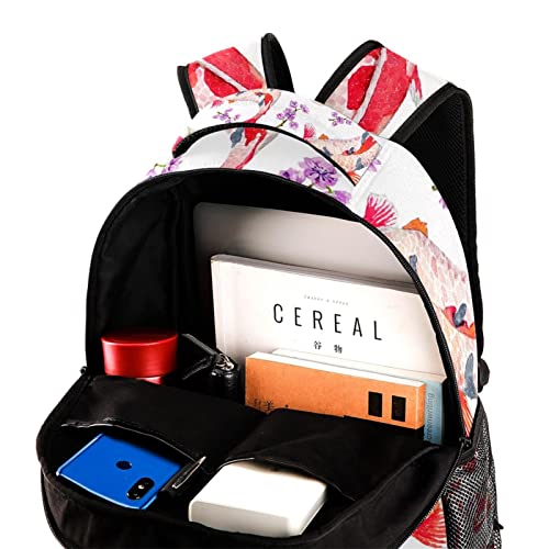 Sac à dos de voyage carpes rouges avec porte-bouteille pour campus