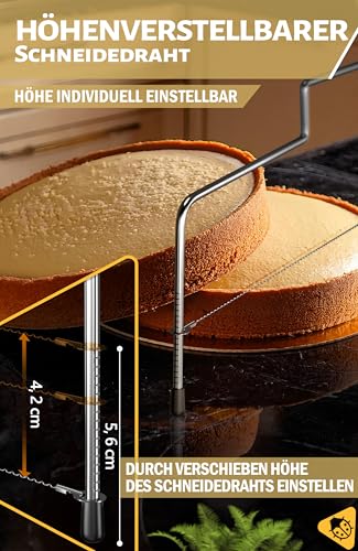 Menz Tortenschneider - Tortenbodenschneider 32 cm, Edelstahl Kuchenschneider höhenverstellbar… – Ansicht 3