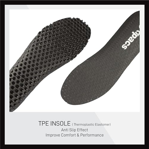 Image of Apacs Champ 303 (CP-303-XY) Non-Marking Professional Badminton Shoes | Ideal for Indoor Games (Badminton, Tennis, Volleyball, Squash) Durable | Super Stable | Hi-Comfy Badminton Shoe Grey Red (UK 7)