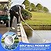Quixleen 2025 Stretchable Stainless Steel Golf Ball Retriever, Extendable Practical Golf Ball Accessories, Ball Retriever Tool Golf with 2 Pcs Grabber Tools for Water and Bushes