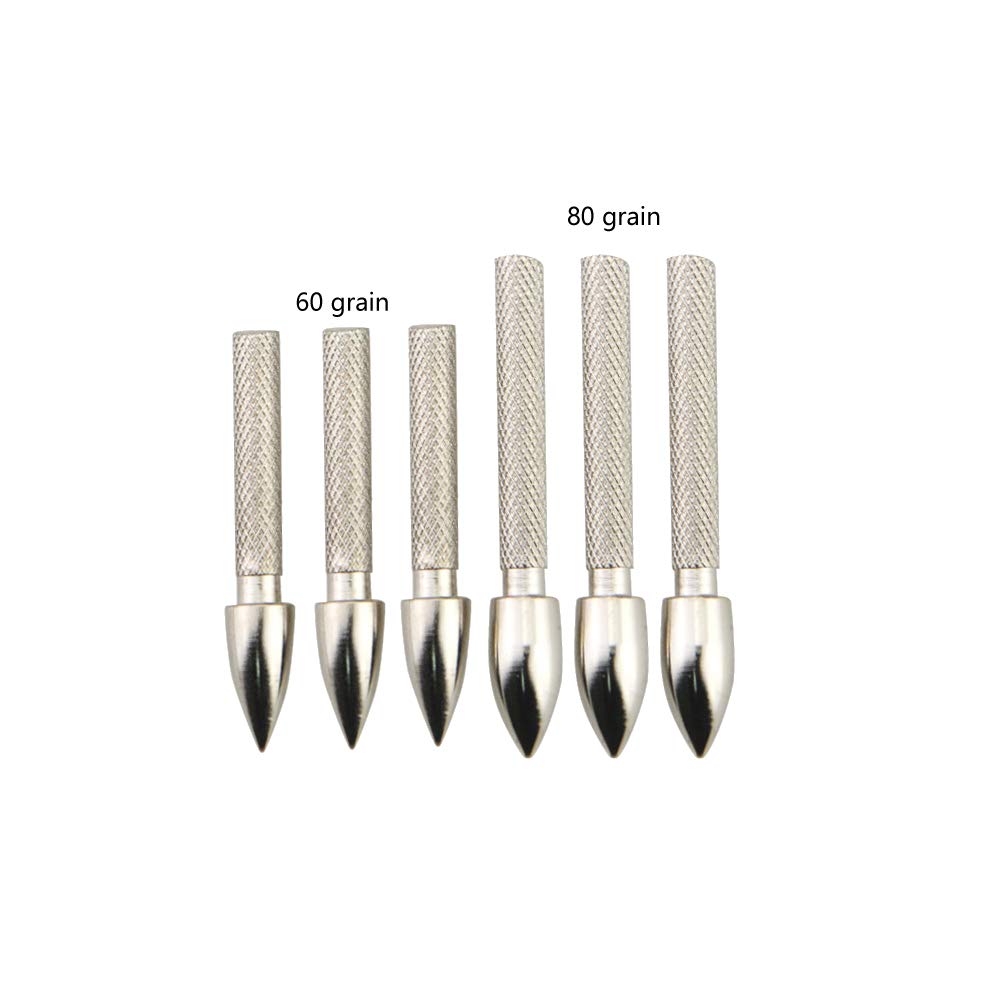 ZSHJG Archery Insert Arrowheads 4.2mm 60 Grain 80 Grain 100grain Insert Broadheads Glue in Arrow Shaft Archery DIY Hunting Arrow Field Points 24 Pieces