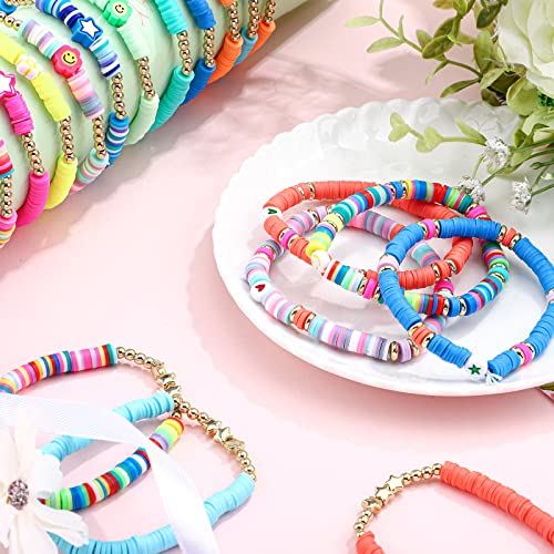 Jadive JADIVE-BRACELETS-0550 48 Pcs Colorful Kids Friendship Bracelet Set Adjustable Stretch Beaded Bracelets Bracelet Preppy Heishi Surfer Bracelets Set Friendship Bracelets thumb #5