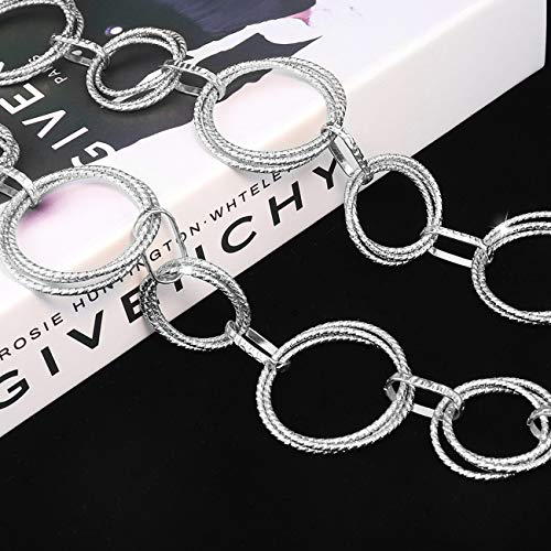Yooai O-Ring Chain Belts Waist Belt Links For Women Metal Link Chain Gift Silver 105Cm #TOP2