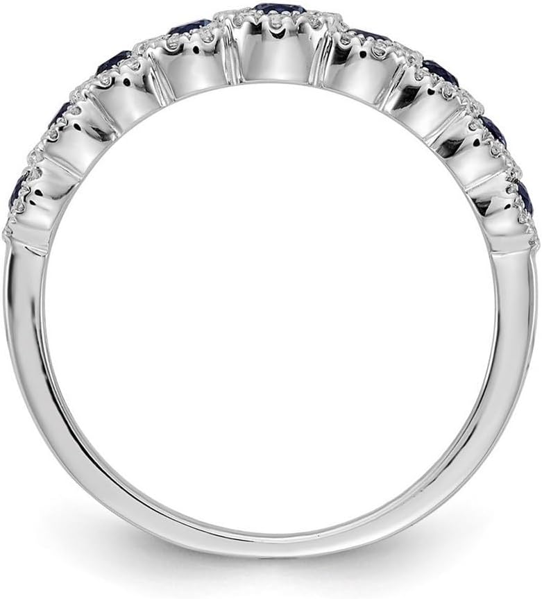 JewelryWeb 14k White Gold Diamond and Sapphire Polished Ring Size 7 Ring for Women - Image 3