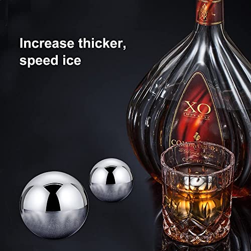 Dualshine 3 Pcs Large Round Whiskey Stones Spherical Reusable Stainless Steel Ice Cubes Golf Ball Whiskey Stones Balls Metal Ice Balls Gift Set For Red Wine Scotch Whiskey Bar Beer thumb #4