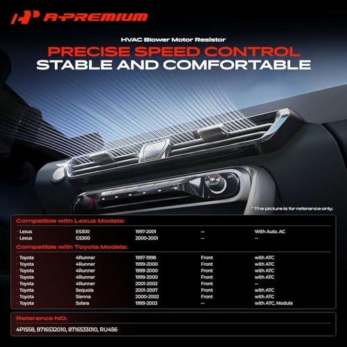 Image of A-Premium Front HVAC Blower Motor Resistor Compatible with Toyota 4Runner 1997-2002, Sequoia 2001-2007, Solara 1999-2003, Sienna 2000-2001 & Lexus ES300 1997-2001, GS300 2000-2001