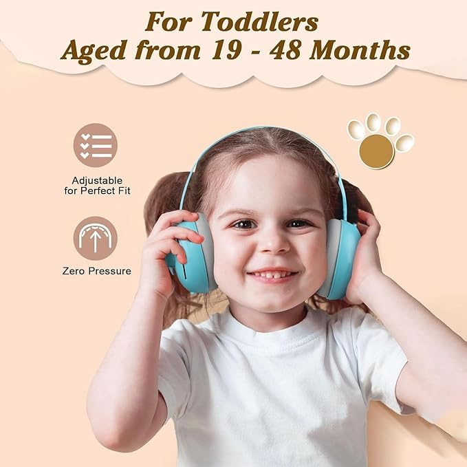 JITIFAZH 2 in 1 Baby Ear Defenders 3-48 Months, Adjustable Children Ear Defenders with Stretchy Band - Image 4