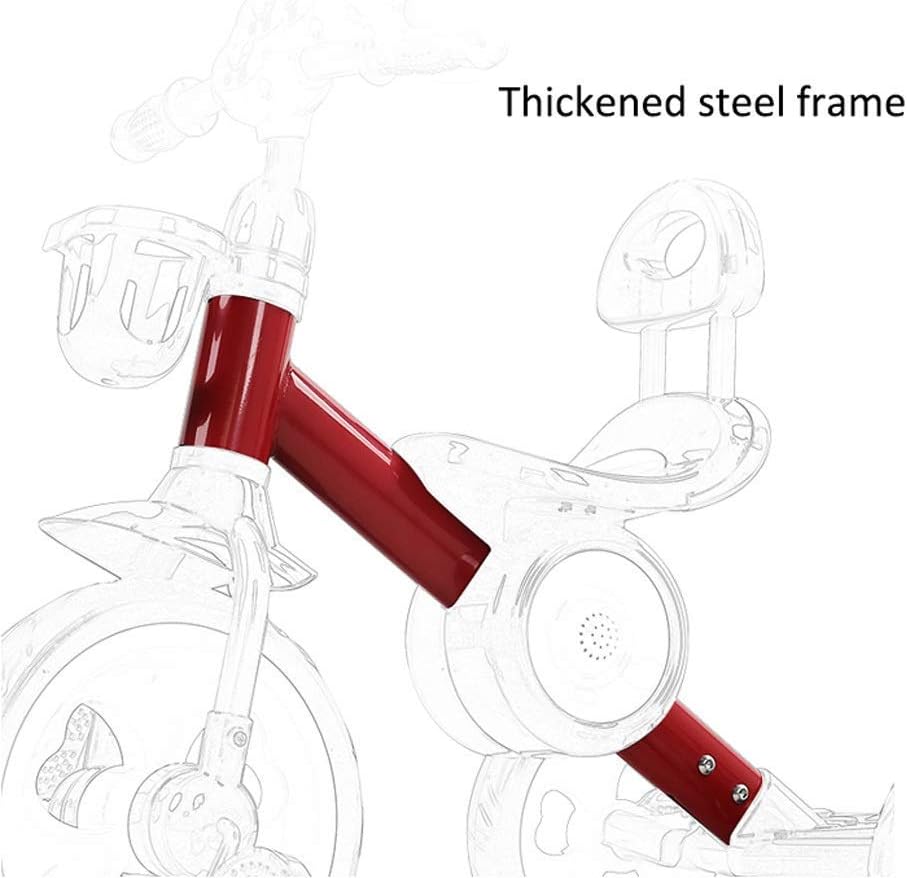 Tricycle Trike, Multifunctional 3 in 1 Tricycle for Kids, with Hand Putter, 2-6 Years Old Baby Outdoor Tricycle Bicycle Storage Design, 3 Colors (Color: Red)