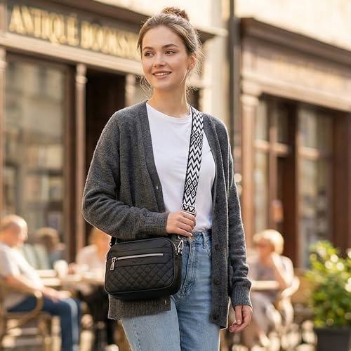 Image of TANTOMI Crossbody Bags for Women, 6-Pockets Cross Body Purse, Vegan Leather Handbags Shoulder Bag for Travel, Gifts for Women