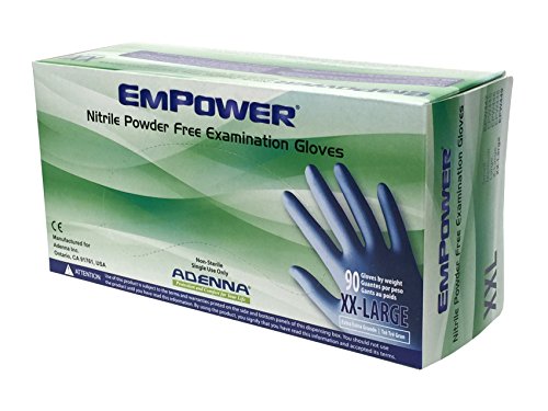 Adenna EPW449 Empower 8 mil Nitrile Powder Free Exam Gloves (Blue, XX-Large) Box of 90