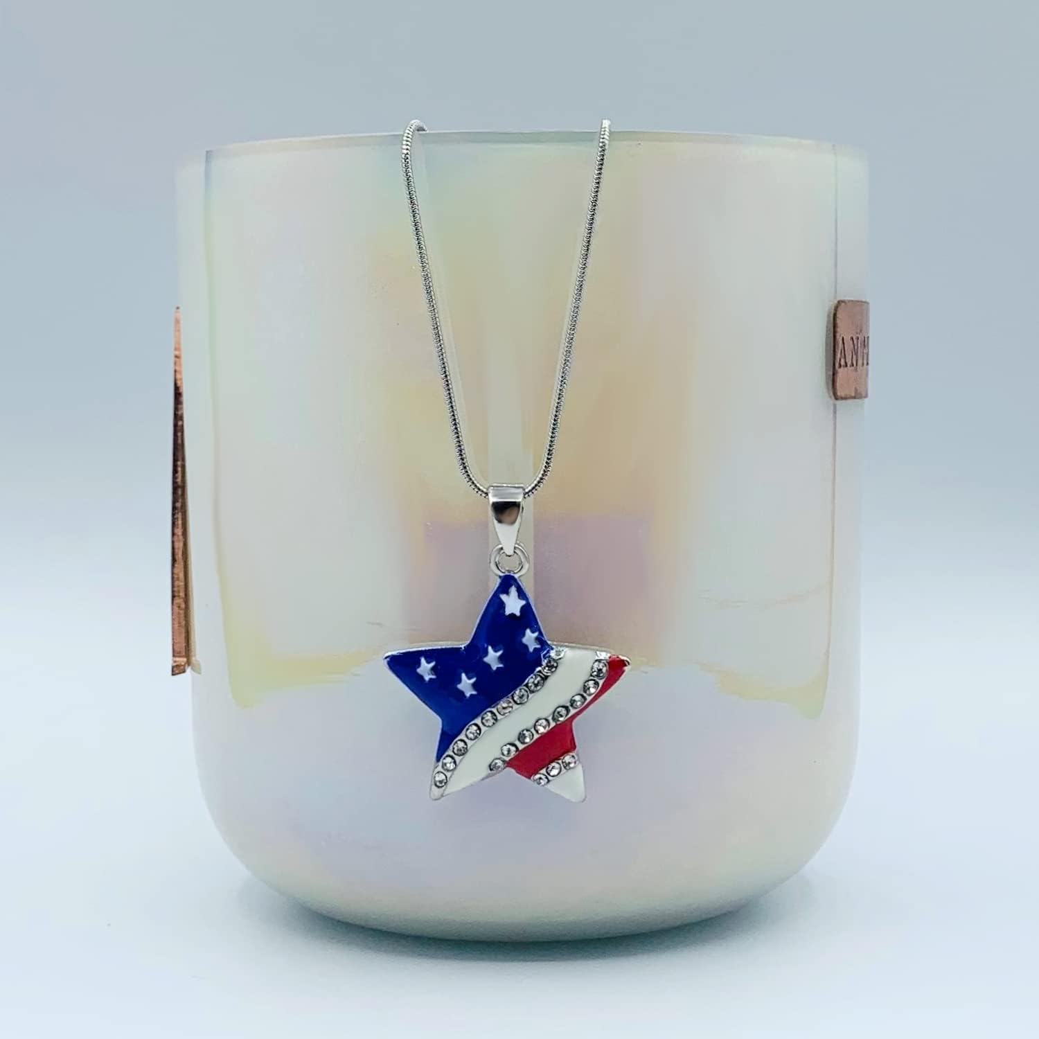 4th of July Necklace for Women - Fourth July Accessories - Red White Blue Earrings - Stars Stripes - Image 3