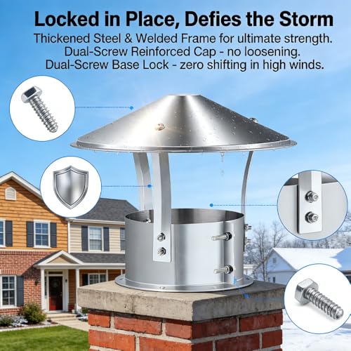 Sombrerete de chimenea exterior e inoxidable para estufas de leña 8