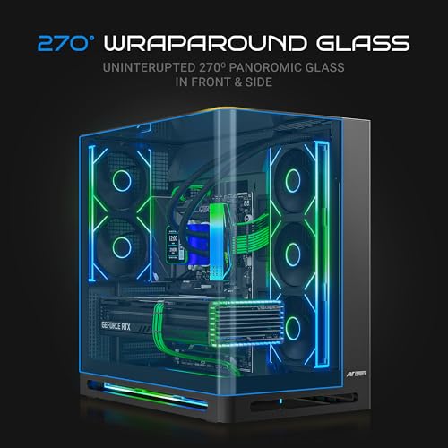 Image of Ant Esports Crystal Arc Pro Mid-Tower Computer Case /Gaming Cabinet - Black |Curved Front Glass | Support ATX, Micro-ATX, Mini-ITX | Pre-Installed 2(240mm,360mm) Mono Frame Fans