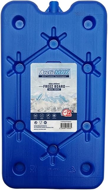 ArcticMax 400ml x1 Slim Freeze Boards BPA Free - Long-Lasting 12+ Hours Chill Time Ice Blocks, Portable Lightweight Insulated Reusable Fresh Food Drink Water Cooler Container Summer BBQ and Outdoor