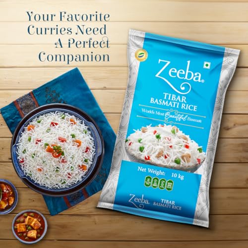 Image of Zeeba Tibar Basmati Rice 10 Kg, For Daily Home Cooking (Cooked length upto 18mm*)
