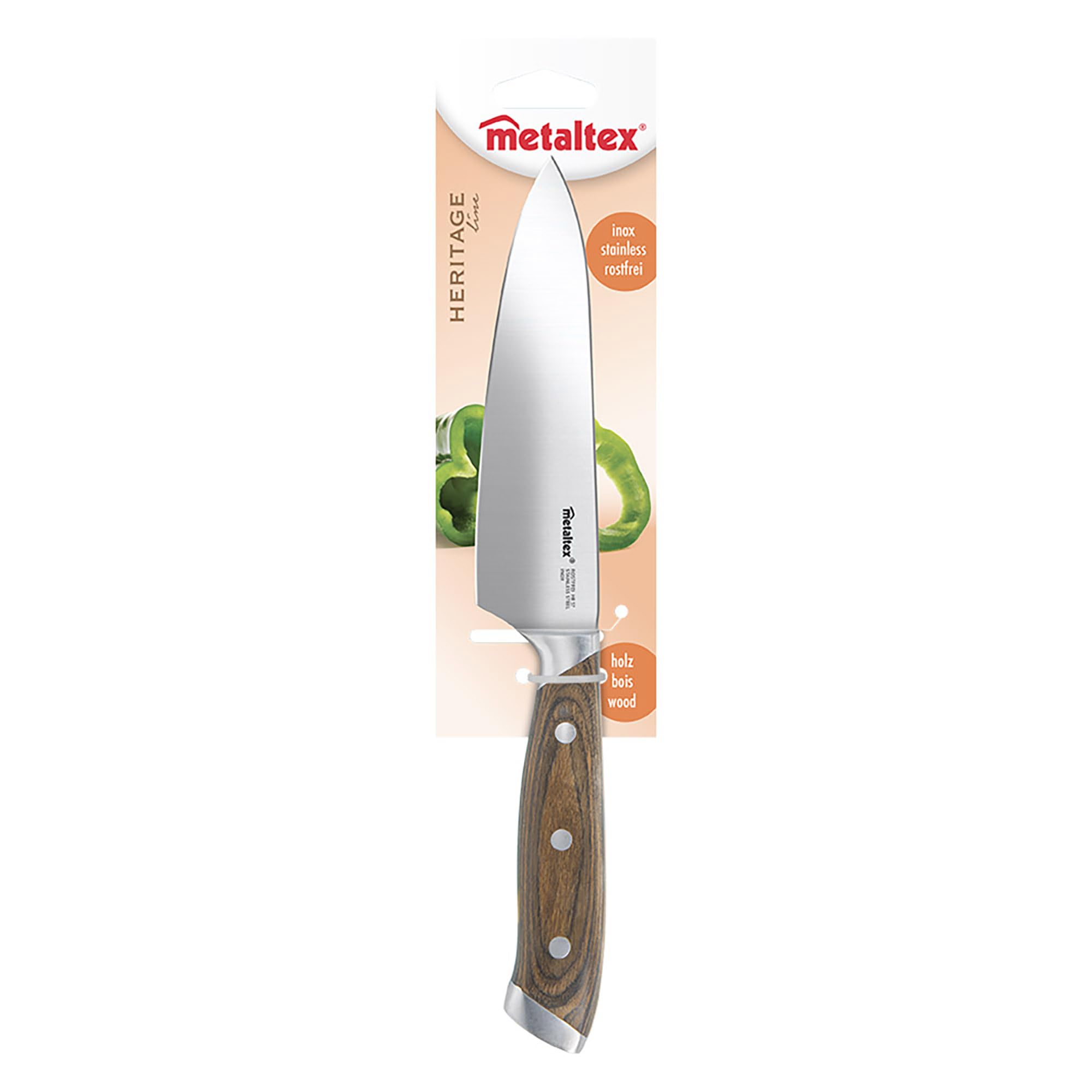 Metaltex Heritage Kochmesser – 14 Cm Klinge, HR57 Stahl, Pakka-Holz-Griff
