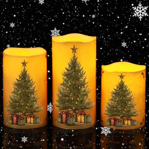 Bougies sapin de Noël en cire véritable et éclairage LED vacillant