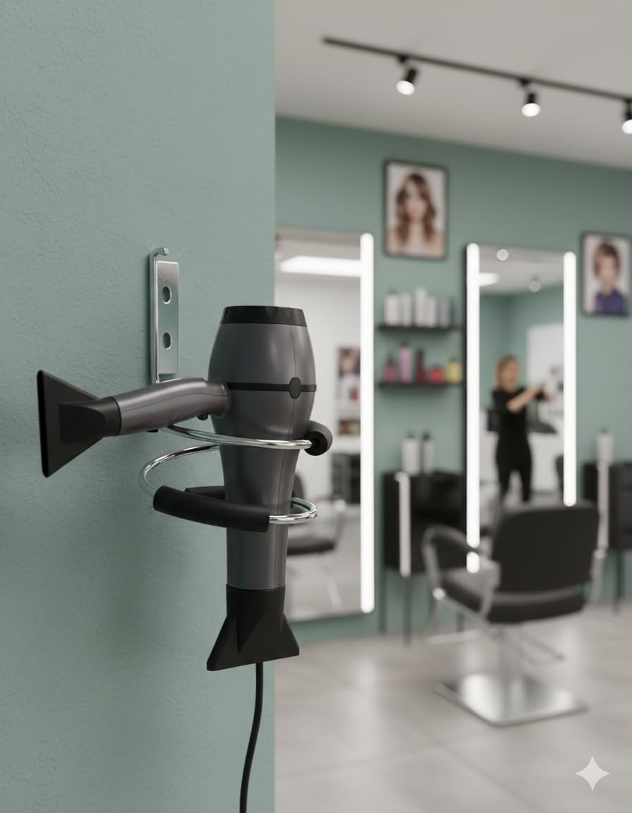 Universal Wall-Mounted Hair Dryer Holder - Stainless Steel Blower Rack with Anti-Slip Protective Padding for Bathroom & Salon Heavy Duty Metal Wall Mount Organizer with Scratch-Resistant Rubber Grip pack of 1-image-20