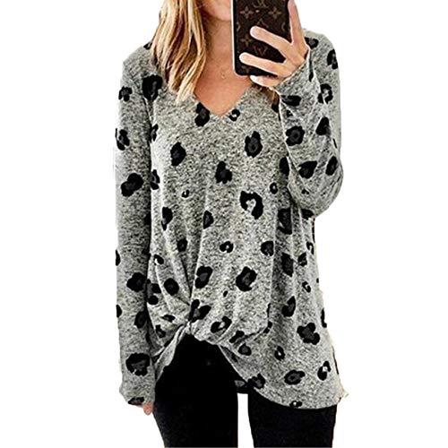 x8jdieu3 OtoñO E Invierno SeñOras con Cuello En V Estampado Y TeñIdo Camiseta Suelta De Manga Larga Twisted Plus Size Top