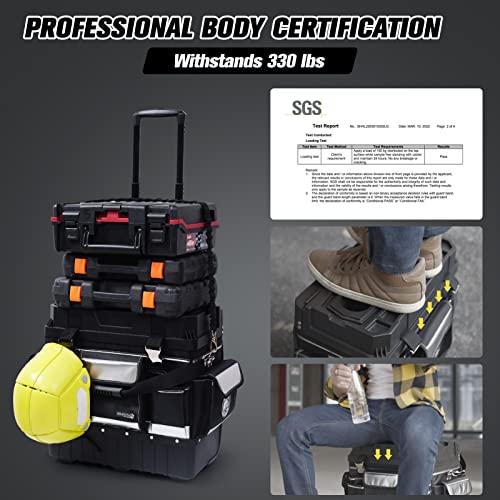 Marutai 18'' Rolling Tool Bag With Wheels, Tool Bags Organizer, With Telescopic Handle And Waterproof Cover, 330Lbs Load Rated, Storage Manager Toolbox For Camping, Construction Sites #TOP2