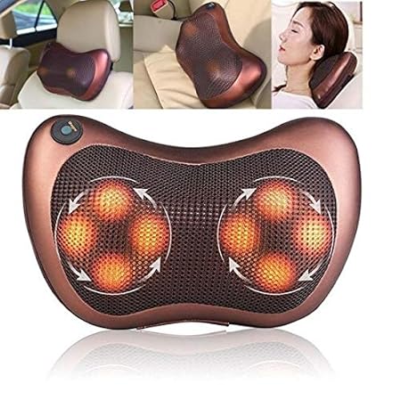 DROZIP 2 in 1 Car&Home Body Massage Pillow neck massager cushion seat stress pain relief relax massage Car or Electronic Massage Pillow Massager 4 Ball Neck Shoulder Massager Back Massager Home Office