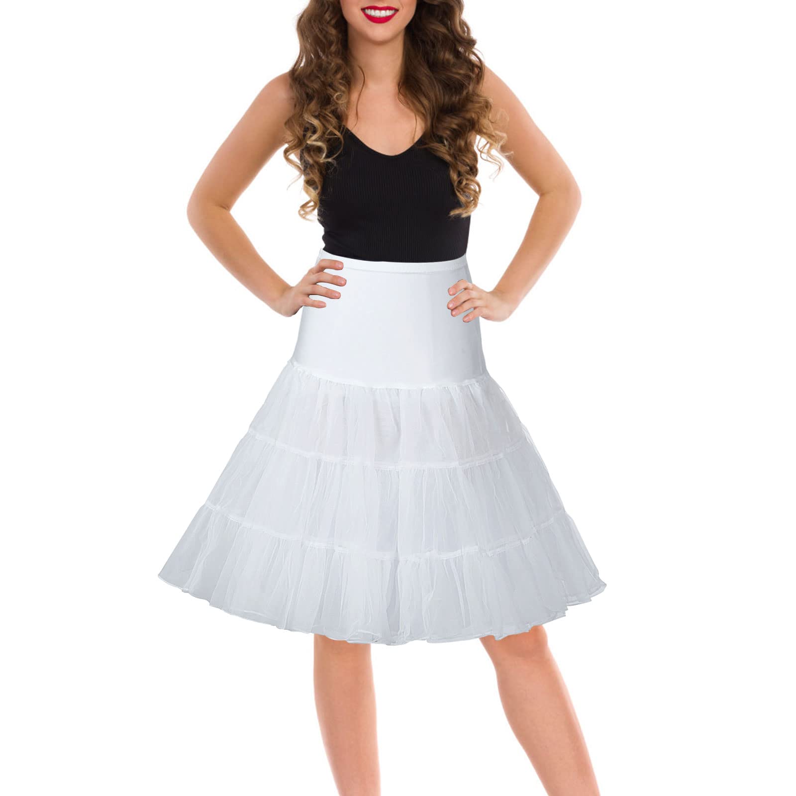 Shimaly® Dames 50s Vintage Petticoat 66 cm Crinoline Rockabilly Tutu Rok Slip S-3XL, Oranje, US22-US28
