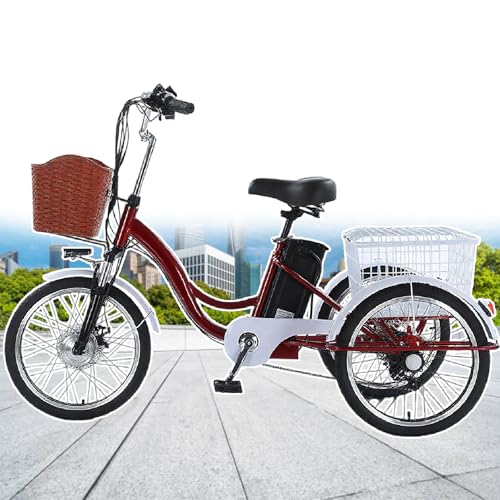 pedenencelia Triciclo Eléctrico para Adultos De 350 W, 20 Pulgadas, Autonomía De 35 A 45 Km/H, Carga De 150 Kg | Pantalla LCD | Velocidad Máxima De 20 Km/H, para Desplazamientos Diarios Red