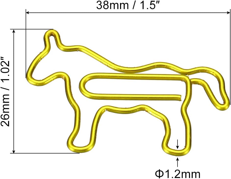 MECCANIXITY Paper Clip Horse Animal-Shaped Cute Decorative Fun Clips Bookmarks with Box 1.5 Inch Gold Tone for Organize Office Home, Pack of 20 image 2