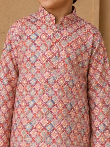 Image of superminis Baby Boys Cotton Golden Embroidery Printed Full Sleeves Kurta with Pyjama Ethnic Wear Set (18-24 Months, Maroon)