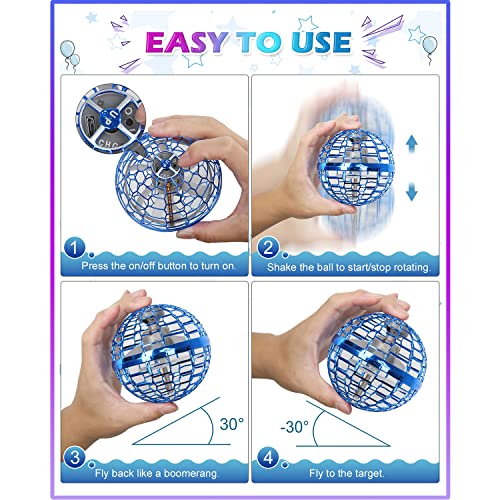 Image of Magic Flying Orb Ball with Lights,UFO Hand Operated Mini Drone for Kids,Galactic Fidget Spinner Boomerang Hover Balls,Indoor Outdoor Toys,Cool Birthday Gifts for 6 7 8 9 10+ Year Old Boy Girl Teens