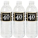 Adult 40th Birthday - Gold - Birthday Party Water Bottle Sticker Labels - Set of 20