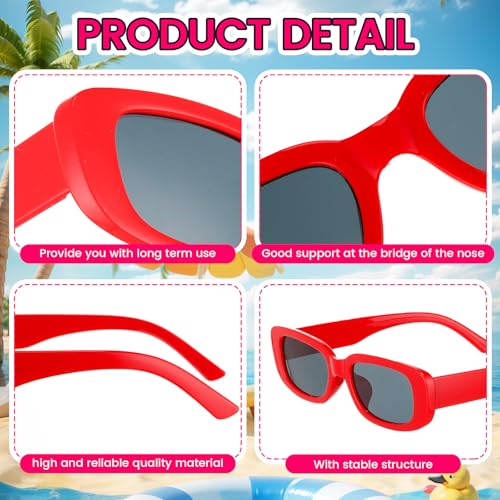Image of Ecally 24 /36 Set DIY Rectangle Sunglasses Kit for Women Vintage Trendy Sunglasses to Decorate for 90s Crafts Party