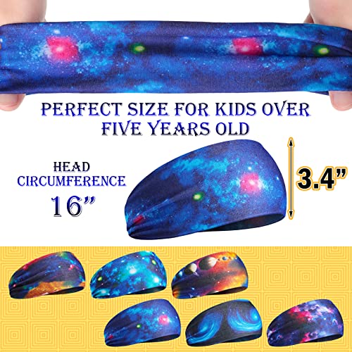 Image of Zhanmai 12 Pieces Boys Headbands 16 Inch Kids Sweatbands, Soft Athletic Sports Head Sweatband Headbands Wicking Elastic Hairband for Girls and Boys