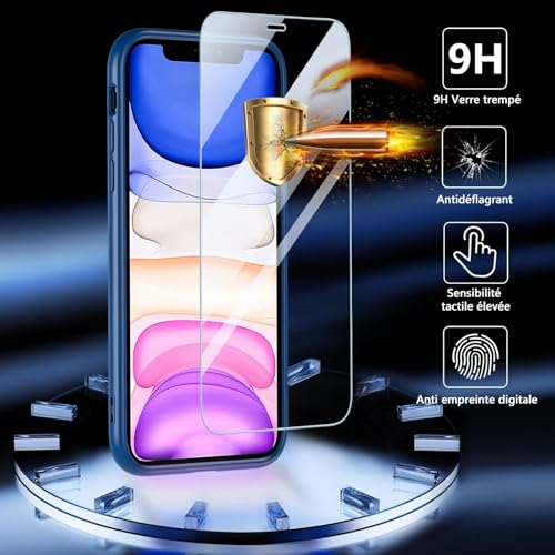 Coque iPhone 11 robuste fine transparente antichoc magnétique bleu - 2