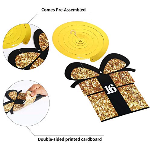 Image of Frienda 30 Pieces 16th Birthday Party Decorations Birthday Party Decorative Cards and Hanging Swirls Ceiling Decorations Shiny Celebration Hanging Swirls Decorations for Birthday Party Supplies