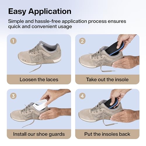Image of FOVERA One Layer Anti-Wrinkle Shoe Protection Guards for Sneakers - Inside Shoe Crease Indentation Protector for Safety & Support - Shoe Crease Decreaser (White, Small - 5 to 8 UK, 1 Pair)