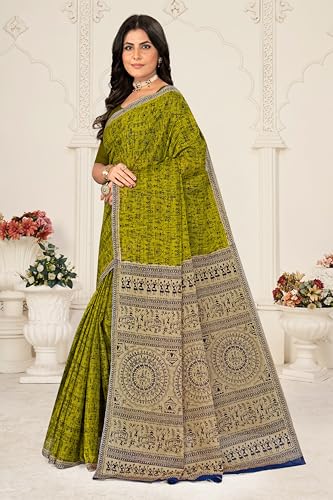 Image of TAMAIRA FASHION Mulmul Pure Cotton Saree For Woman Warli Printed |Office Wear Daily Wear Sarees For Women Without Blouse Piece(Available in 16 Colours)