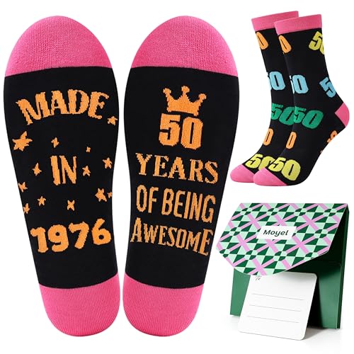 Moyel 50th Birthday Gifts for Women 1976 Funny Socks Women 50th Birthday Gift for Her 1976 Gift Ideas Unusual 50th Presents for Her Sister Mum Daughter Friend Unique