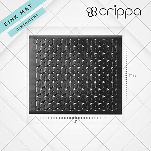 Crippa Kitchen Sink Mats | Set of 2 Sink Protector Mats For Porcelain and Stainless Steel Sink | Dishwasher Safe Premium Mats | Blac
