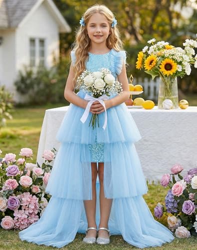 Image of GRACE KARIN Girls Dresses Sequin Party Formal Pageant Dress Tween Girl Birthday Tulle Prom Princess Maxi Dress Size 5-14