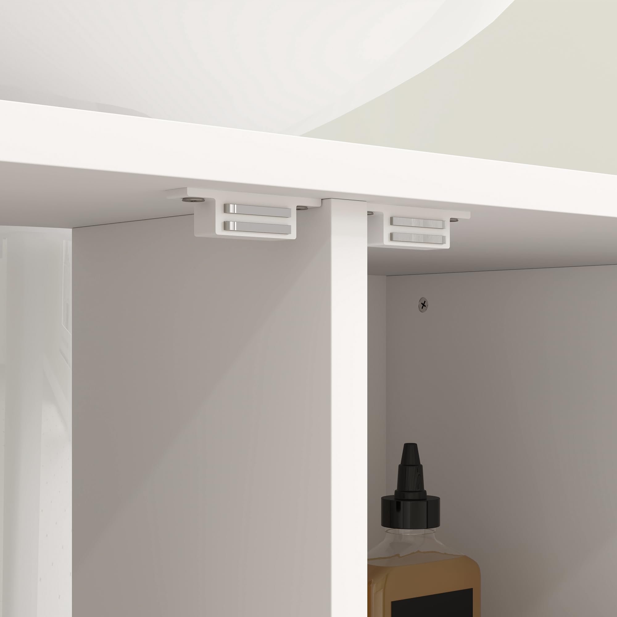 HOMCOM Mueble Bajo Lavabo de Baño con 2 Puertas 80x40x60 cm Crema y Nogal | Mueble de Baño, Patrón en Espiga, Compartimento Abierto, para Lavabo con Pedestal o con Pie