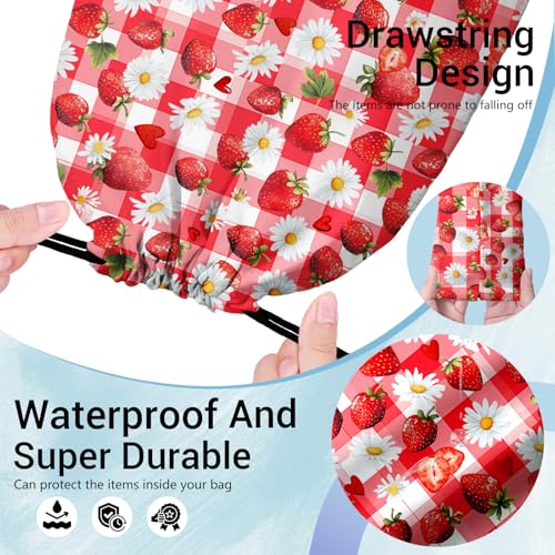 Image of Gymnastics Grip Bag Waterproof Gymnastics Pouch Stawberries Daisy String Bag for Gym