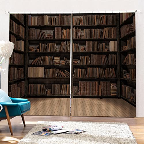 SK Studio Lot de 2 Rideaux Occultant Isolant Thermique avec Motif bibliothèque pour Salon Chambre Jardin Exterieur Style 1, 140x210cm Cover
