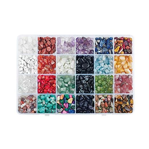 OVISEEN Cuentas de Piedras Preciosas en Forma de Chip, Grava Irregular Natural, Suelta con Cristales Curativos de Forma Libre Triturados para la Labricación de Joyas (24 Colores)
