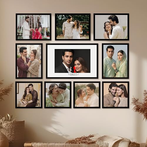 Image of Art Street Photo Frame Set of 10 Black Wall Decor Collage Display Hanging Family Picture Frames Gallery Collection Decor Items Wall Mount Frames Birthday Anniversary, 8x8, 8x12 and 12x16 In