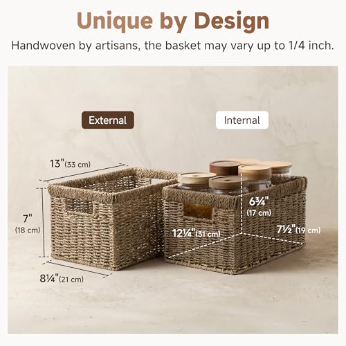 StorageWorks Wicker Storage Basket for Organizing, Medium Seagrass Storage Baskets with Built-in Handles for Pantry, Shelves,2-Pack by StorageWorks - Used condition - Image 3