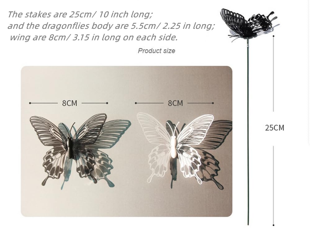 50pc 3D Butterfly Garden Stake Decor,10" PVC Butterfly Garden Decor for Outside,Shaking Head Artificial Butterflies for Cake Bouquet Wall Lawn Pathway Plant Pot Flower Bed Yard Decor (Black) - Image 2