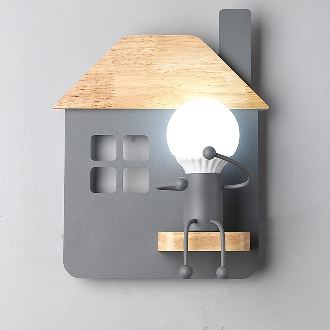 Lamada Omino Arrampicante Applique Da Parete Goeco Humanoid - Lampada Moderna, Design A Omino, Per Interni, 220V, E27, Nero Regalo Uomo